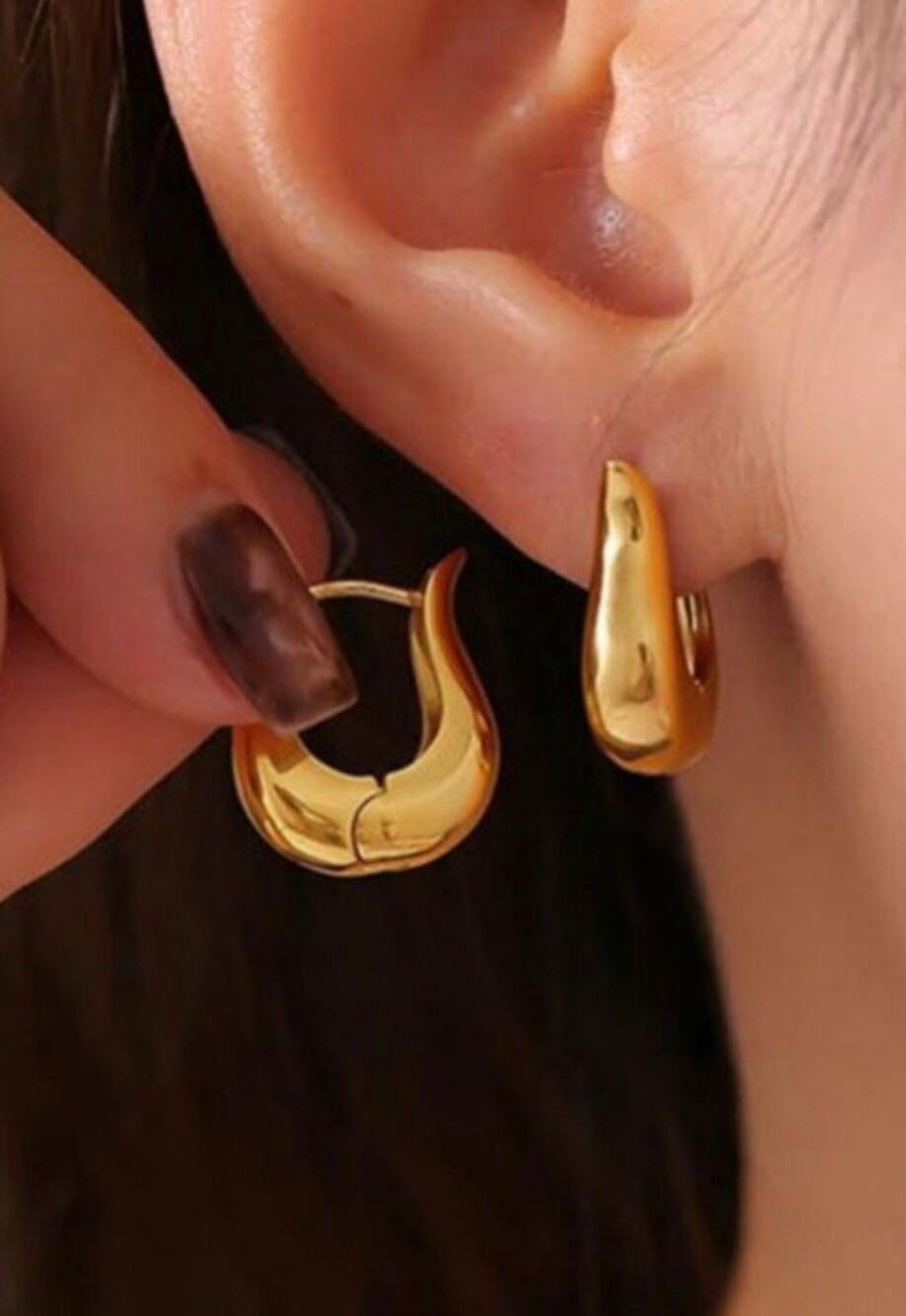 18k Stainless Steel Tarnish Free Gold U Hoop Earrings